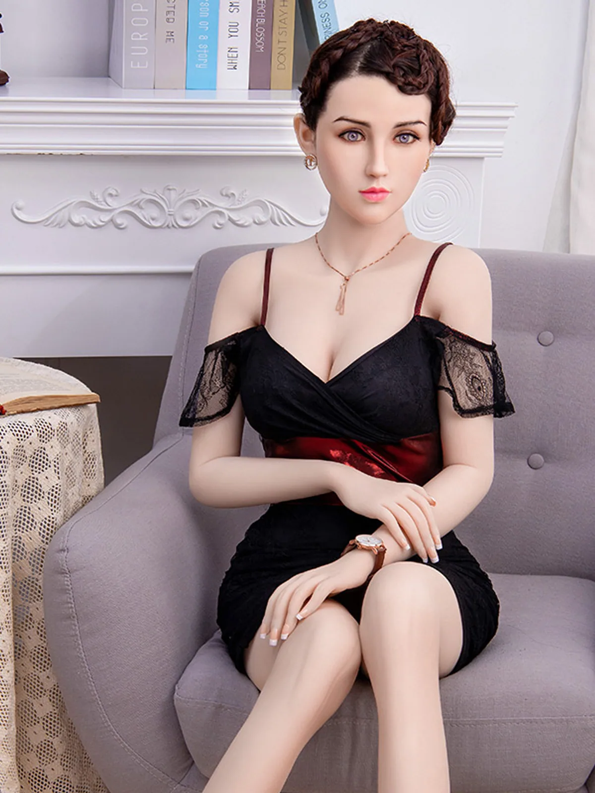 A fully clothed mature adult companion